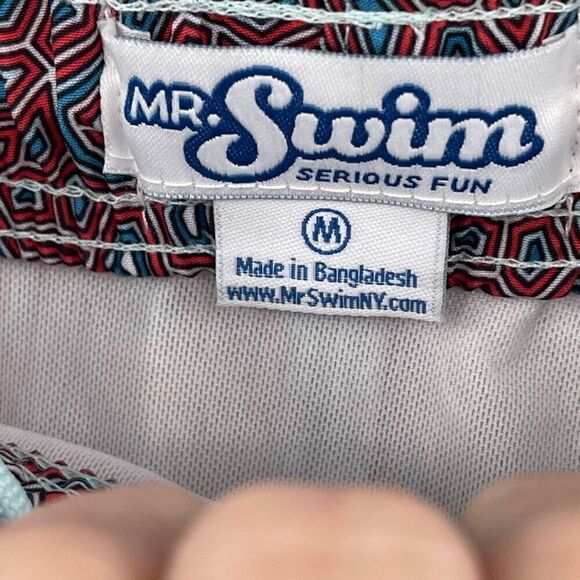 Mr. Swim Multicolor Abstract Print Elastic Waist Drawstring Swim Shorts Medium - Picture 3 of 6